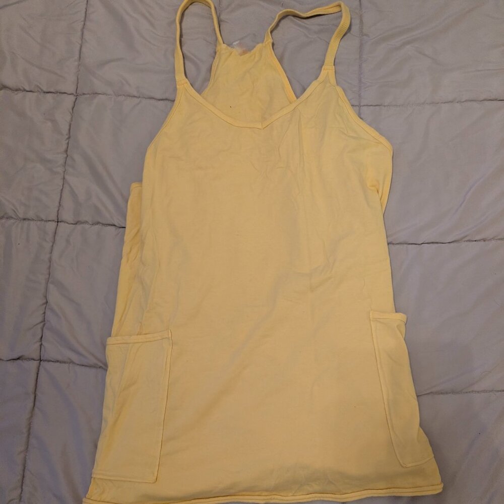 Butter Yellow FREE PEOPLE Hot Shot Athletic Romper Dress